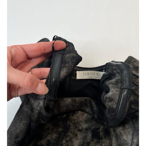 Hunter Bell Metallic Marble Mini Skater Dress Black Silver Gold XS - Picture 12 of 13